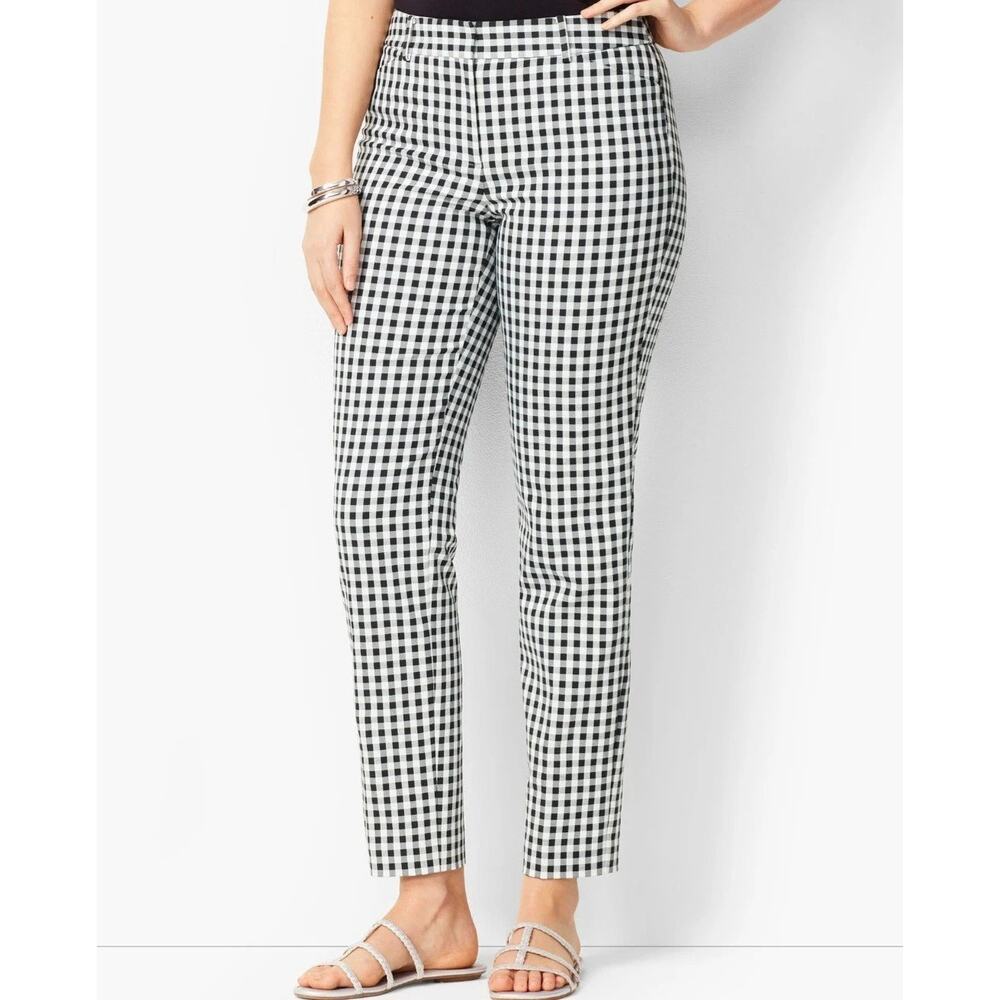 Talbots Women's Hampshire Black White Gingham Ankle Dress Pants Size 6 Petite